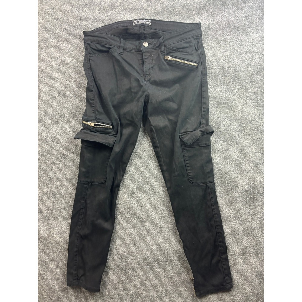 Guess Cargo Pants Womens 31 Black Skinny Zipper Ankle Utility W24A90D0KM3